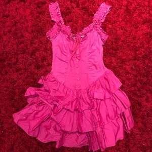 Betsey Johnson Ruffle Pink Flower Dress